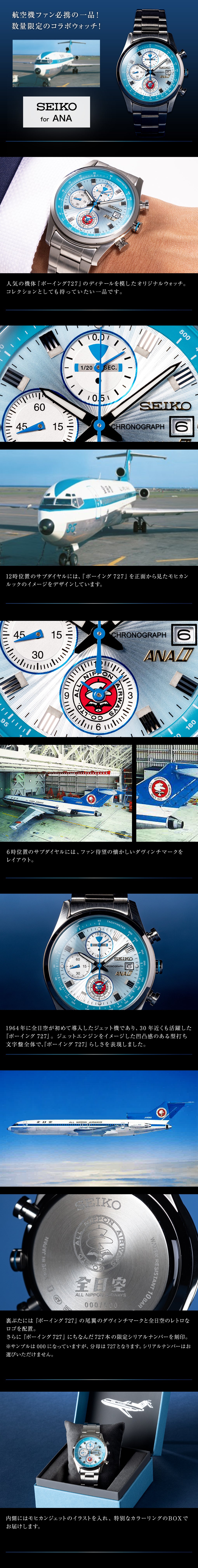 SEIKO for ANA Boeing 727 motif original watch