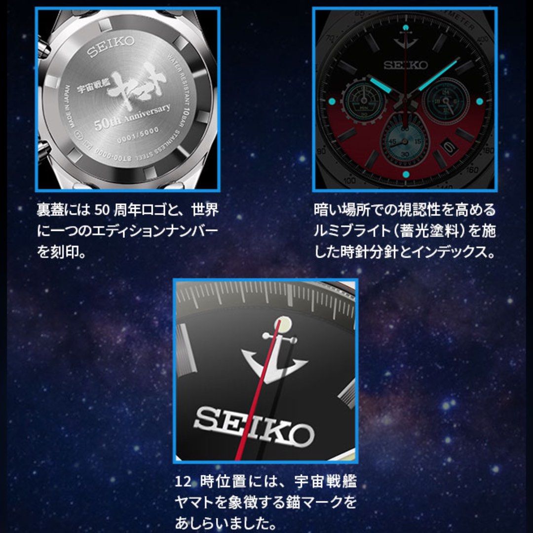 Seiko X Space Battleship Yamato 50th Anniversary Edition Watch made in Japan JDM