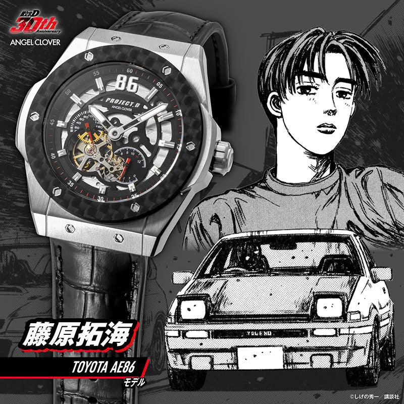 ANGEL CLOVER X 頭文字D 30週年紀念版 藤原拓海TOYOTA AE86限量版 自動上鍊型手錶 IN45-AE86 JDM日版