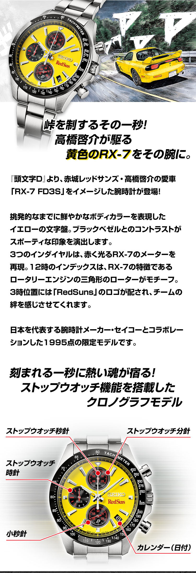 SEIKO X 頭文字D 高橋啓介 RX-7 FD3S 特別版 精工日本製限量版手錶 JDM日版