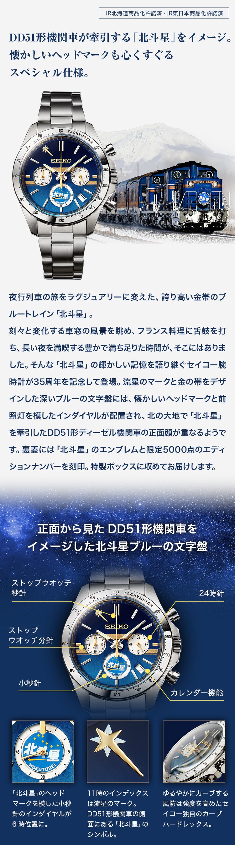 SEIKO 日本製 寢台特急北斗星 DD51形 35週年記紀念版 手錶 JDM 日版